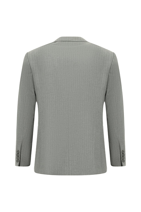Medium Grey 4 Drop Relaxed Fit Striped Suit