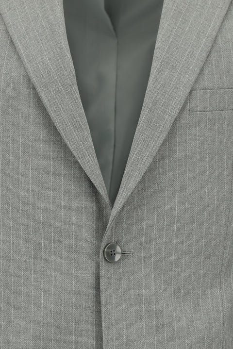 Medium Grey 4 Drop Relaxed Fit Striped Suit