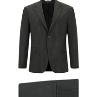 Dark Gray 4-Drop Relaxed Fit Striped Suit