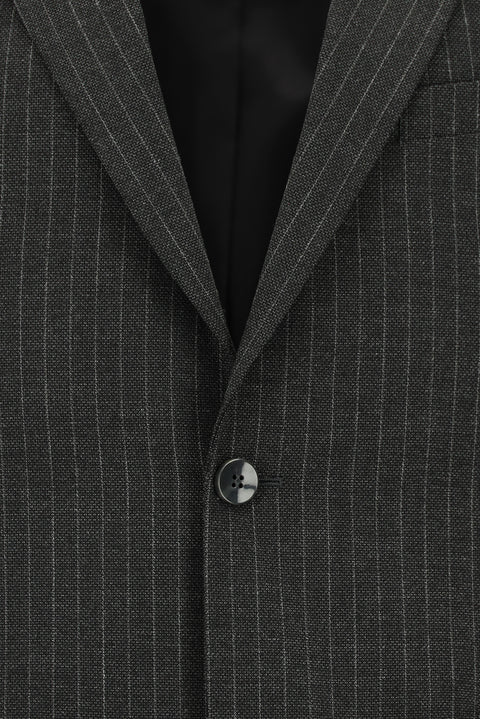 Dark Gray 4-Drop Relaxed Fit Striped Suit
