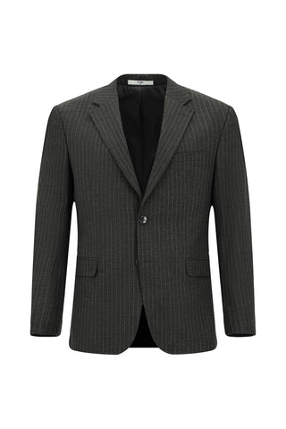  Koyu Füme 4 Drop Relaxed Fit Rahat Kesim Çizgili Takım Elbise