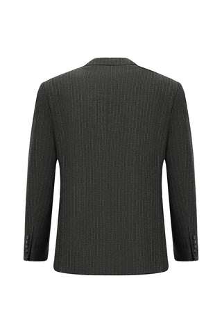  Koyu Füme 4 Drop Relaxed Fit Rahat Kesim Çizgili Takım Elbise