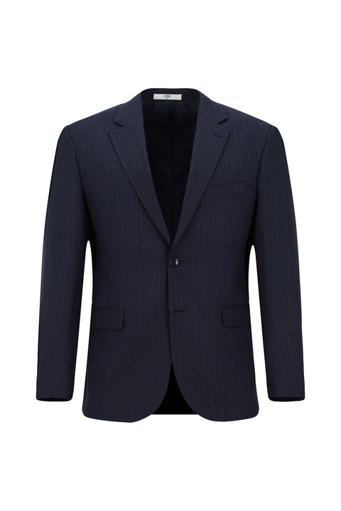 Koyu Lacivert 4 Drop Relaxed Fit Rahat Kesim Çizgili Takım Elbise