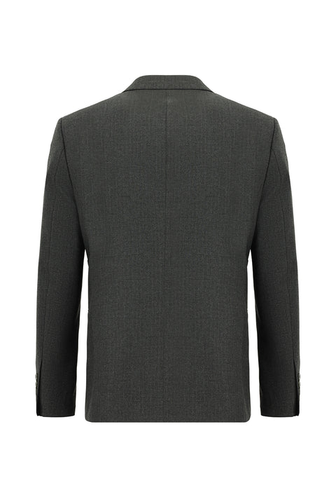 Dark Gray 6-Drop Regular Fit Standard Cut Striped Double-Breasted Suit