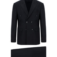 Dark Navy 6 Drop Regular Fit Standard Cut Striped Double-Breasted Suit