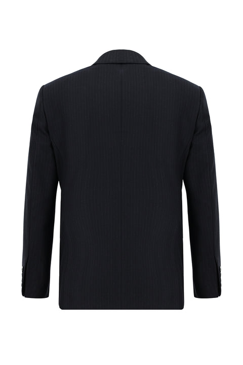 Dark Navy 6 Drop Regular Fit Standard Cut Striped Double-Breasted Suit