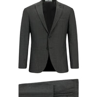 Dark Gray 7 Drop Super Slim Fit Extra Narrow Cut Striped Suit