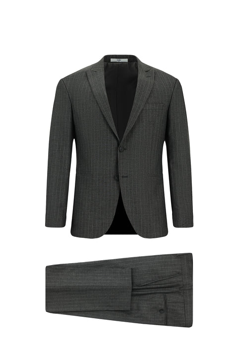 Dark Gray 7 Drop Super Slim Fit Extra Narrow Cut Striped Suit