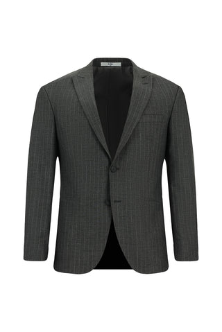  Koyu Füme 7 Drop Super Slim Fit Eksra Dar Kesim Çizgili Takım Elbise