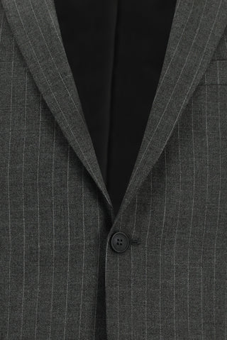  Koyu Füme 7 Drop Super Slim Fit Eksra Dar Kesim Çizgili Takım Elbise