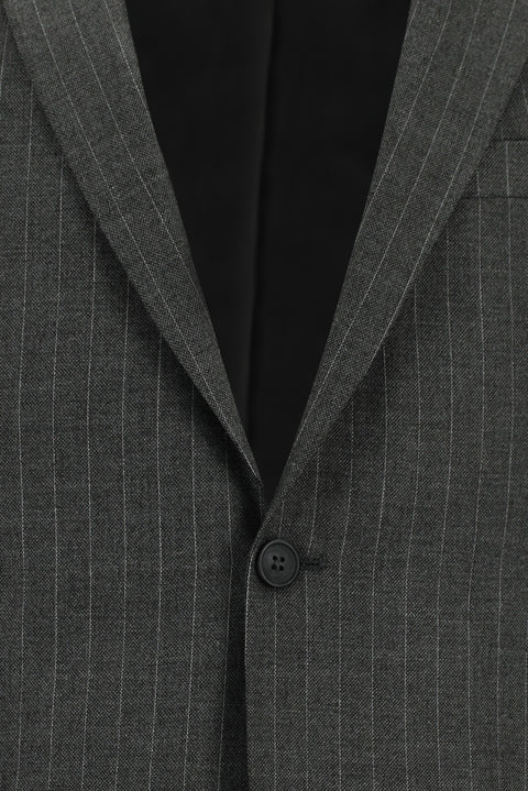 Dark Gray 7 Drop Super Slim Fit Extra Narrow Cut Striped Suit