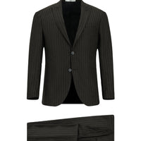 Dark Anthracite 7 Drop Super Slim Fit Extra Narrow Cut Striped Suit