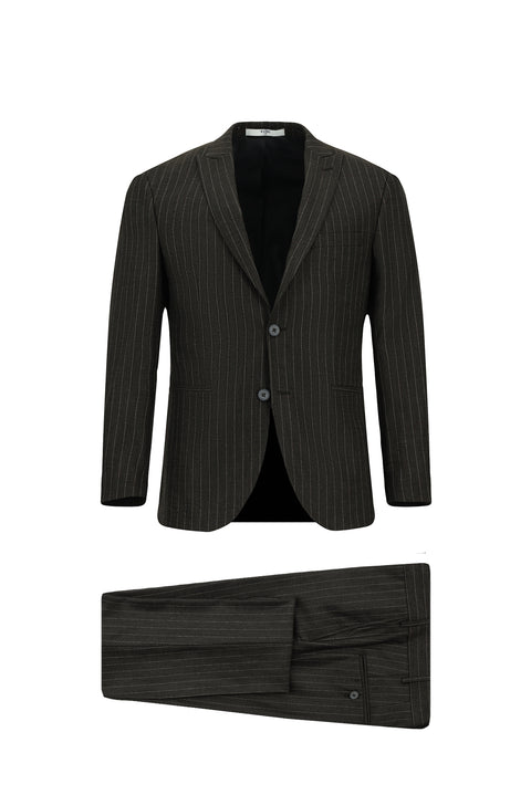 Dark Anthracite 7 Drop Super Slim Fit Extra Narrow Cut Striped Suit