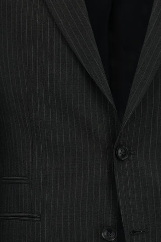  Koyu Füme 7 Drop Slim Fit Dar Kesim Çizgili Takım Elbise