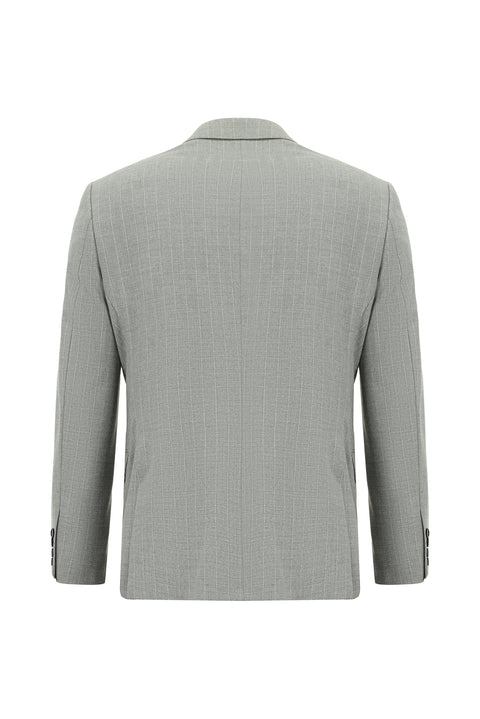 Medium Grey 7 Drop Slim Fit Striped Double-Breasted Suit