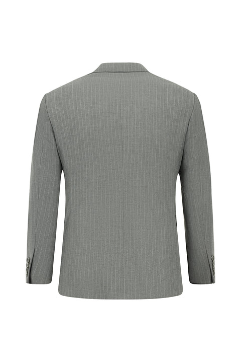 Medium Gray 6 Drop Regular Fit Standard Cut Striped Double-Breasted Suit