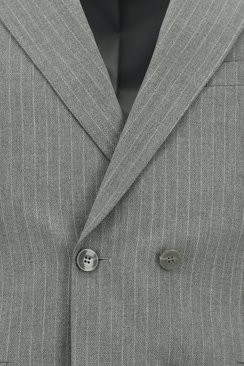 Medium Gray 6 Drop Regular Fit Standard Cut Striped Double-Breasted Suit
