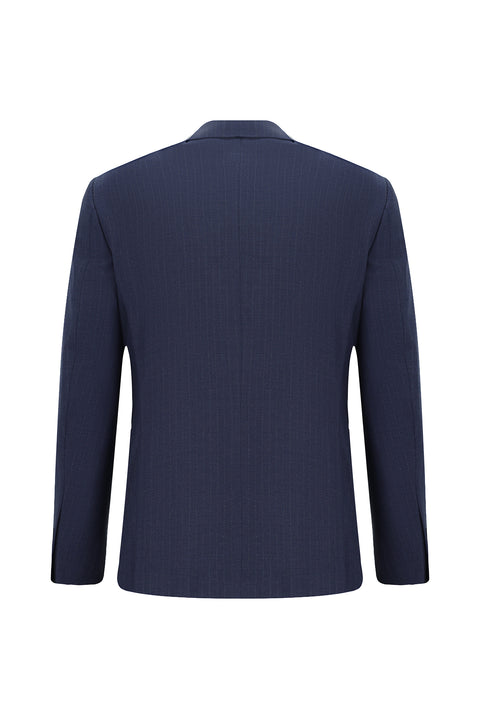 Medium Navy 6 Drop Regular Fit Standard Cut Striped Double-Breasted Suit
