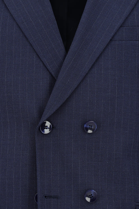 Medium Navy 6 Drop Regular Fit Standard Cut Striped Double-Breasted Suit