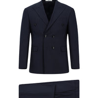 Dark Navy 6 Drop Regular Fit Standard Cut Striped Double-Breasted Suit