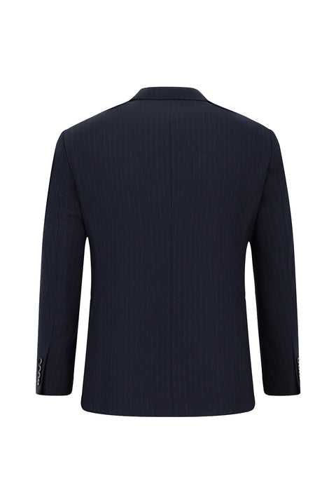 Dark Navy 7 Drop Slim Fit Striped Double-Breasted Suit
