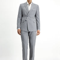 Medium Grey 6 Drop Regular Fit Standard Cut Striped Double-Breasted Suit