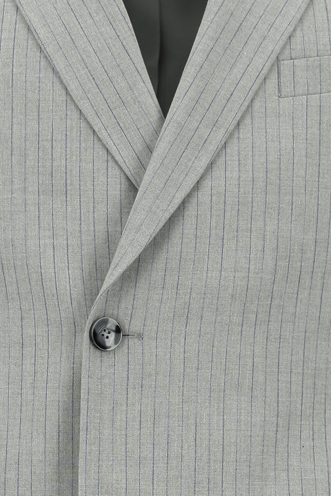 Medium Grey 6 Drop Regular Fit Standard Cut Striped Double-Breasted Suit