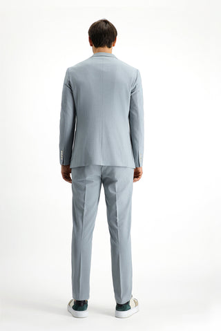  Orta Gri 7 Drop Super Slim Fit Eksra Dar Kesim Çizgili Beli Lastikli İpli Gofre Takım Elbise
