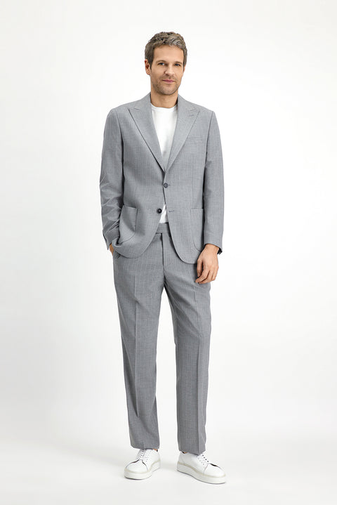 Medium Grey 6 Drop Regular Fit Standard Cut Striped Suit