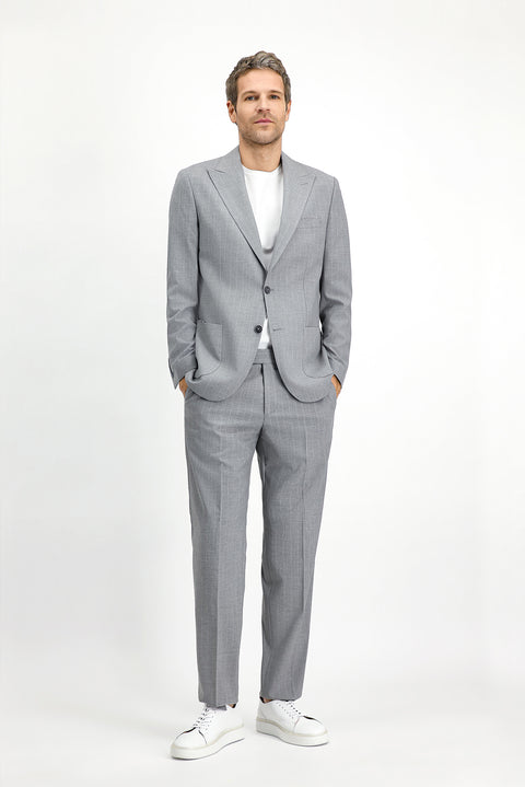Medium Grey 6 Drop Regular Fit Standard Cut Striped Suit