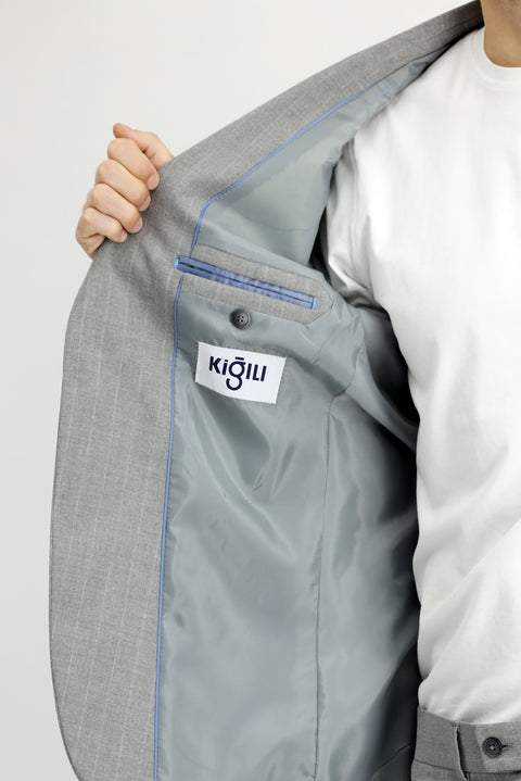 Medium Grey 6 Drop Regular Fit Standard Cut Striped Suit