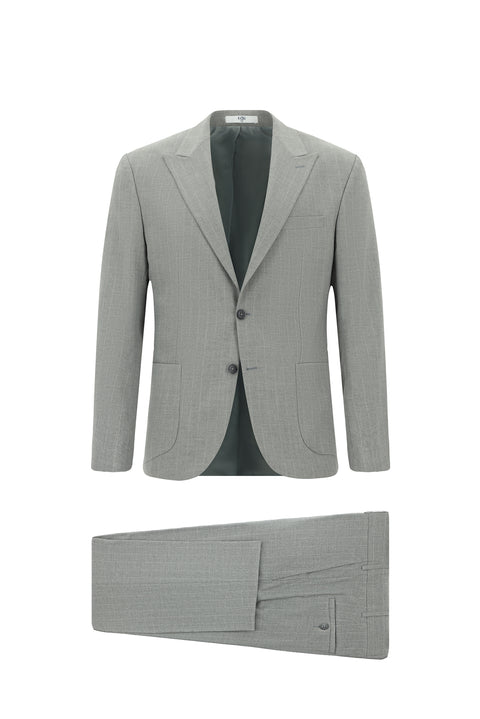Medium Grey 6 Drop Regular Fit Standard Cut Striped Suit