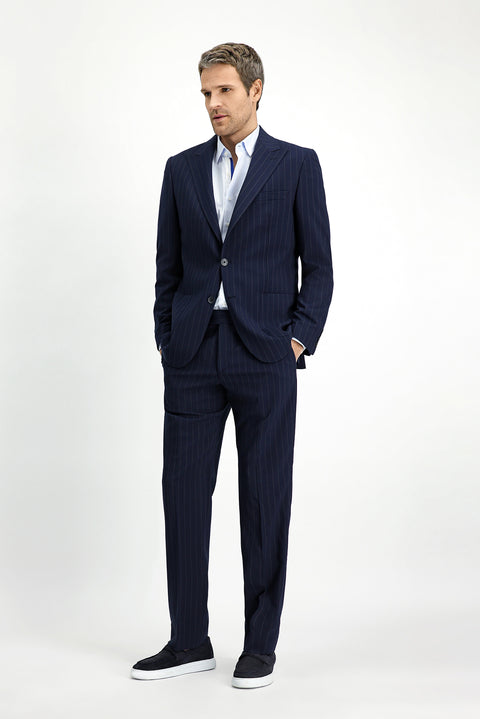 Dark Navy 6 Drop Regular Fit Standard Cut Striped Suit