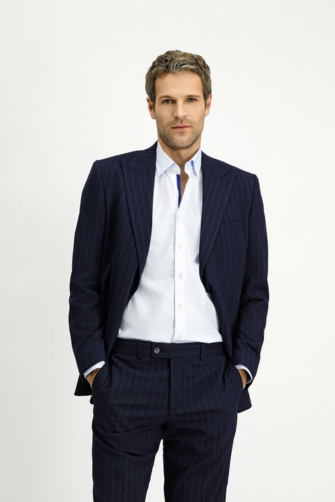 Dark Navy 6 Drop Regular Fit Standard Cut Striped Suit