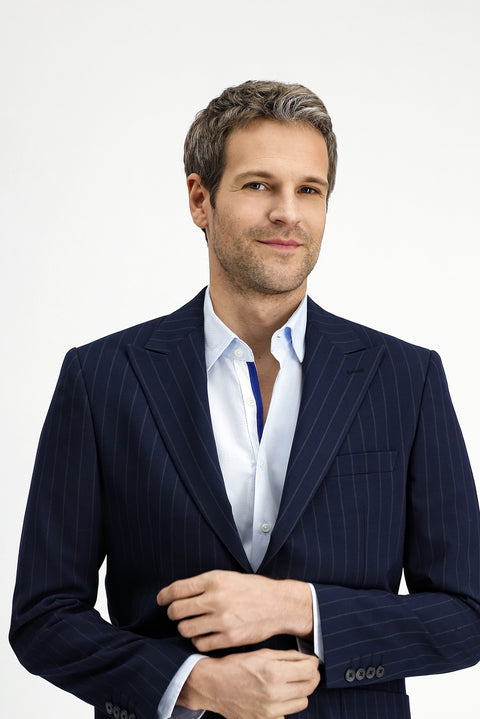 Dark Navy 6 Drop Regular Fit Standard Cut Striped Suit