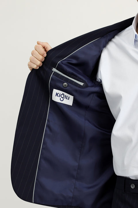 Dark Navy 6 Drop Regular Fit Standard Cut Striped Suit