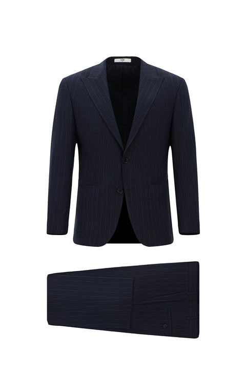 Dark Navy 6 Drop Regular Fit Standard Cut Striped Suit