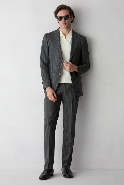 Dark Anthracite 6 Drop Regular Fit Standard Cut Striped Suit