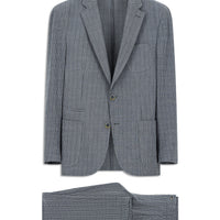 Medium Navy 6 Drop Regular Fit Standard Cut Patterned Suit