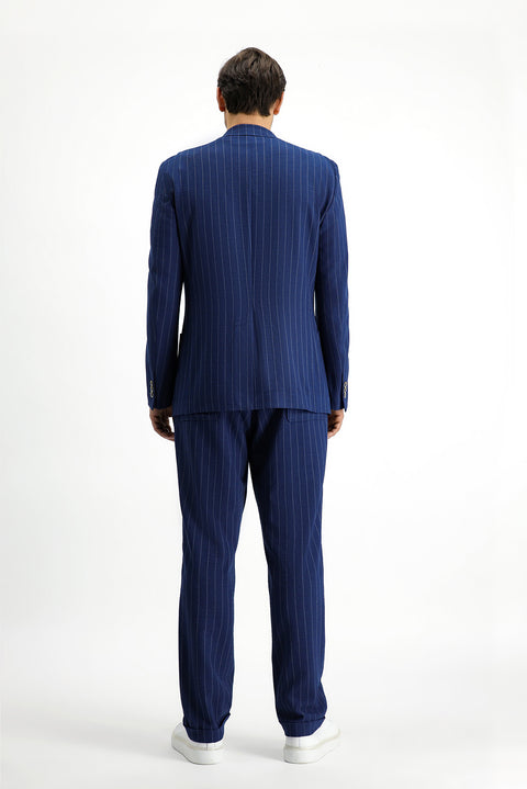 Dark Navy 6 Drop Regular Fit Standard Cut Patterned Suit