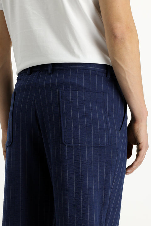 Dark Navy 6 Drop Regular Fit Standard Cut Patterned Suit