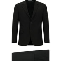 Black 4-Drop Relaxed Fit Striped Suit