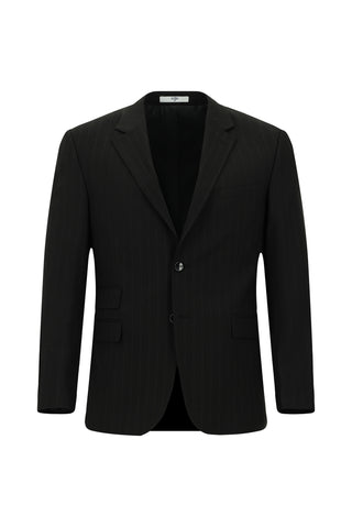  Siyah 4 Drop Relaxed Fit Rahat Kesim Çizgili Takım Elbise