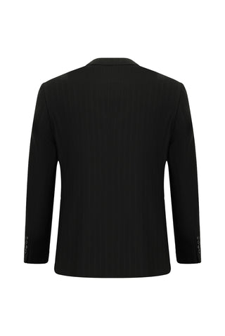  Siyah 4 Drop Relaxed Fit Rahat Kesim Çizgili Takım Elbise