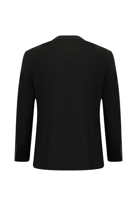 Black 4-Drop Relaxed Fit Striped Suit