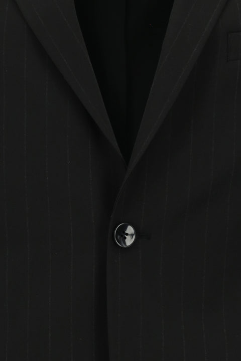 Black 4-Drop Relaxed Fit Striped Suit