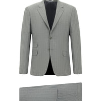 Medium Grey 4 Drop Relaxed Fit Striped Suit