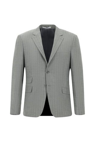 Orta Gri 4 Drop Relaxed Fit Rahat Kesim Çizgili Takım Elbise