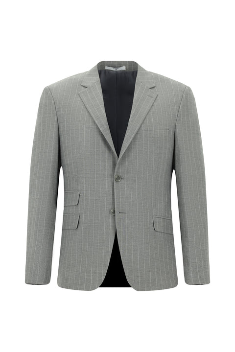 Medium Grey 4 Drop Relaxed Fit Striped Suit