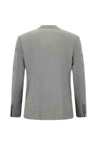  Orta Gri 4 Drop Relaxed Fit Rahat Kesim Çizgili Takım Elbise